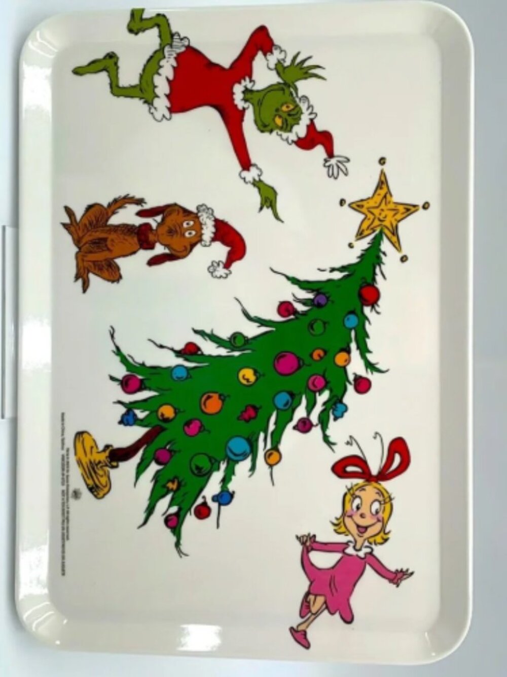 DR SEUSS Whoville GRINCH CHRISTMAS Cookie Platter Tray 13.5X 9 MELAMINE Plates